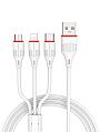 USB кабель BOROFONE BX17 3-in-1 Lightning 8-pin/MicroUSB/Type-C, 2.4A, 1м, PVC (белый) - фото